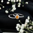 Real 0.6 Carat Citrine Teardrop Bridal Ring Set with Diamond AAA - Rosec Jewels