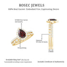 Rosec Jewels-Natural 5X7mm Pear Shape Garnet Wedding Engagement Ring Set of 2