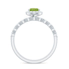 Natural 1 Carat Pear Shape Peridot Wedding Bridal Ring Set with Diamond AAA - Rosec Jewels