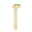 Natural 1 Carat Pear Shape Peridot Wedding Bridal Ring Set with Diamond AAA - Rosec Jewels