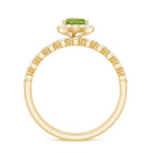 Natural 1 Carat Pear Shape Peridot Wedding Bridal Ring Set with Diamond AAA - Rosec Jewels