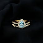 Rosec Jewels-Genuine 1 Carat Aquamarine Bridal Ring Set with Diamond