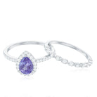 Rosec Jewels-Natural Pear Shape Tanzanite Diamond Wedding Engagement Ring Set of 2
