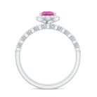 Rosec Jewels-Teardrop Pink tourmaline Bridal Ring Set with Diamond