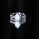 Natural Ethiopian Opal Diamond Pear Shaped Engagement Ring and Wedding Band Set AAA - Rosec Jewels