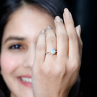 Natural Ethiopian Opal Diamond Pear Shaped Engagement Ring and Wedding Band Set AAA - Rosec Jewels