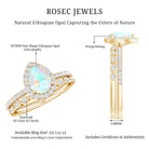 Natural Ethiopian Opal Diamond Pear Shaped Engagement Ring and Wedding Band Set AAA - Rosec Jewels