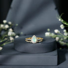 Natural Ethiopian Opal Diamond Pear Shaped Engagement Ring and Wedding Band Set AAA - Rosec Jewels