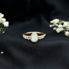 Natural Ethiopian Opal Diamond Pear Shaped Engagement Ring and Wedding Band Set AAA - Rosec Jewels