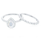 Teardrop Moonstone Bridal Ring Set with Diamond AAA - Rosec Jewels