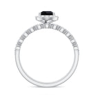 Natural 0.6 Carat Pear Shape Black Spinel Diamond Wedding Engagement Ring Set of 2 AAA - Rosec Jewels