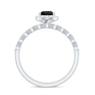 Rosec Jewels-Natural Pear Shape Black Spinel Diamond Wedding Engagement Ring Set of 2