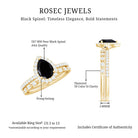 Rosec Jewels-Natural Pear Shape Black Spinel Diamond Wedding Engagement Ring Set of 2