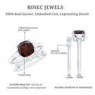 Rosec Jewels-Natural 8 mm Cushion Cut Garnet Diamond Wedding Bridal Ring Set