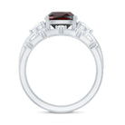 Rosec Jewels-Natural 8 mm Cushion Cut Garnet Diamond Wedding Bridal Ring Set