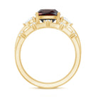Rosec Jewels-Natural 8 mm Cushion Cut Garnet Diamond Wedding Bridal Ring Set