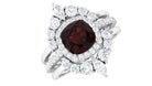 Rosec Jewels-Natural 8mm Cushion Cut Garnet Statement Bridal Ring Set