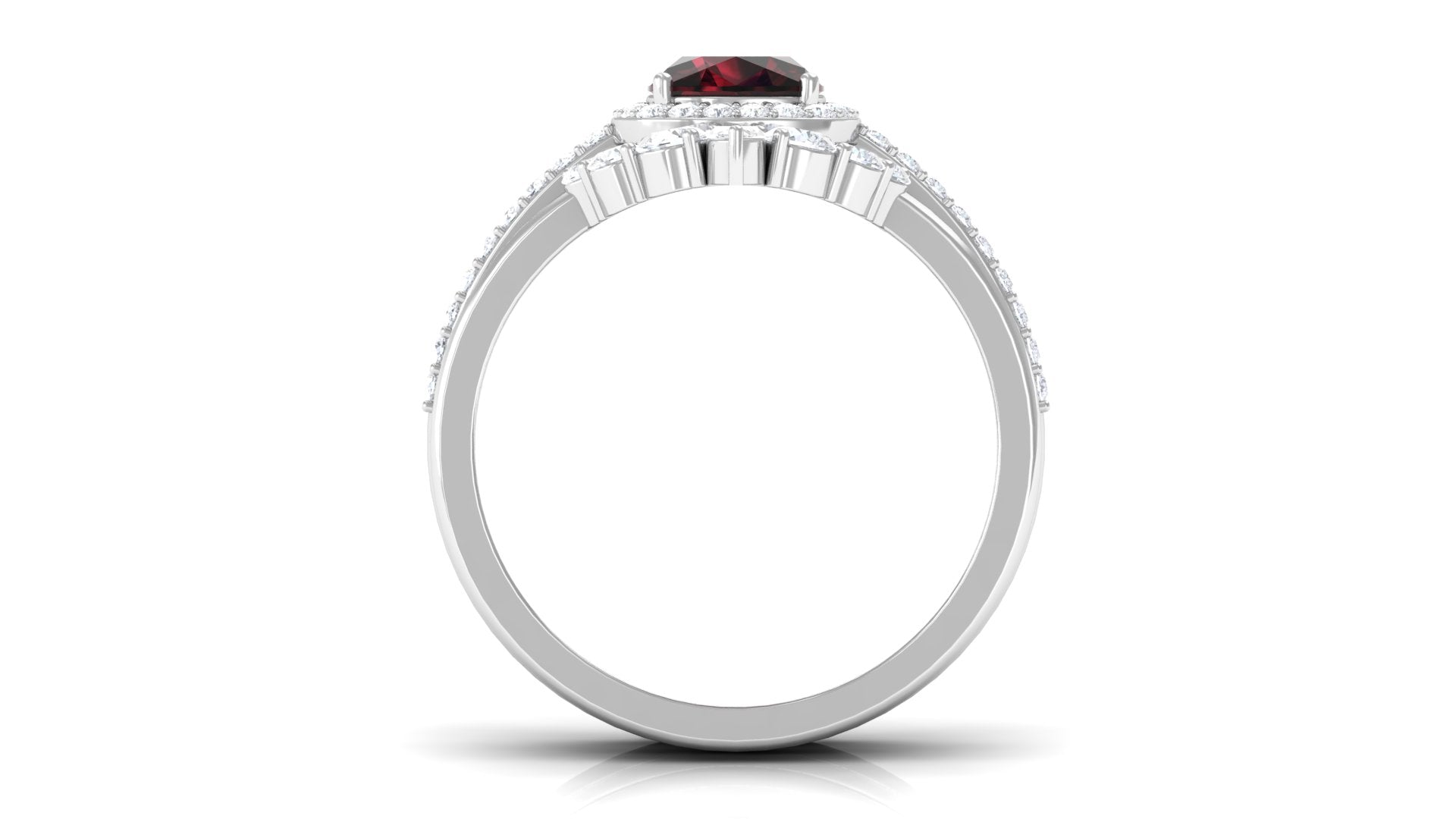 Rosec Jewels-Natural 8mm Cushion Cut Garnet Statement Bridal Ring Set