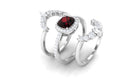 Rosec Jewels-Natural 8mm Cushion Cut Garnet Statement Bridal Ring Set