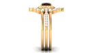 Rosec Jewels-Natural 8mm Cushion Cut Garnet Statement Bridal Ring Set