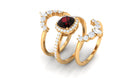 Rosec Jewels-Natural 8mm Cushion Cut Garnet Statement Bridal Ring Set