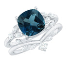 Rosec Jewels-Vintage London Blue Topaz and Diamond Engagement Ring Set
