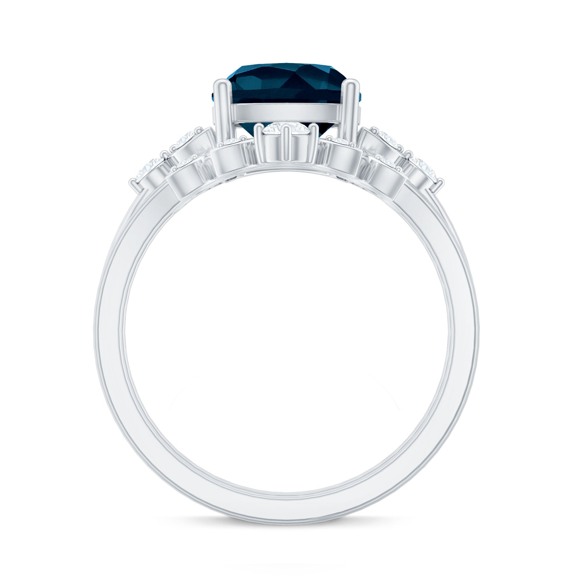 Rosec Jewels-Vintage London Blue Topaz and Diamond Engagement Ring Set