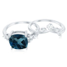 Rosec Jewels-Vintage London Blue Topaz and Diamond Engagement Ring Set