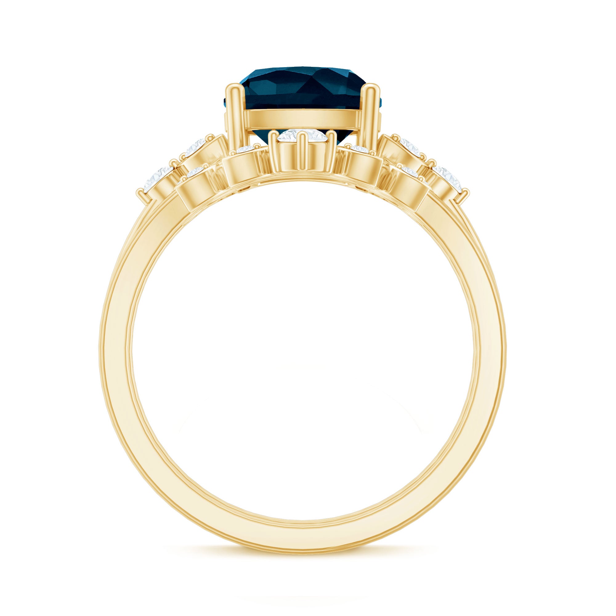 Rosec Jewels-Vintage London Blue Topaz and Diamond Engagement Ring Set
