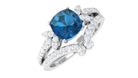 Rosec Jewels-Cushion Cut London Blue Topaz Designer Wedding Ring Set with Diamond Band