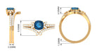 Rosec Jewels-Cushion Cut London Blue Topaz Designer Wedding Ring Set with Diamond Band