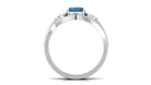 Rosec Jewels-Cushion Cut London Blue Topaz Designer Wedding Ring Set with Diamond Band