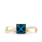 1 Carat Princess Cut London Blue Topaz Solitaire Engagement Ring For Women AAA - Rosec Jewels