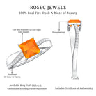 Princess Cut Fire Opal Solitaire Engagement Ring with Diamond AAA - Rosec Jewels