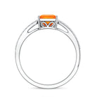 Princess Cut Fire Opal Solitaire Engagement Ring with Diamond AAA - Rosec Jewels