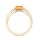 Princess Cut Fire Opal Solitaire Engagement Ring with Diamond AAA - Rosec Jewels