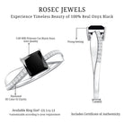 0.5 Carat Princess Cut Black Onyx Solitaire Engagement Ring with Diamond AAA - Rosec Jewels