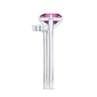 Princess Cut Pink Tourmaline Solitaire Ring Set with Diamond AAA - Rosec Jewels