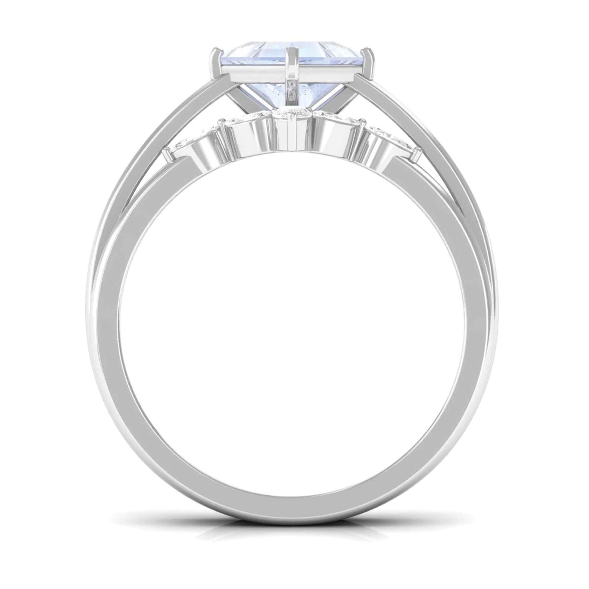 Rosec Jewels-Princess Cut Moonstone and Diamond Solitaire Ring Set