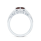 Rosec Jewels-Princess Cut Garnet Designer Wedding Ring Set with Moissanite