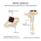 Rosec Jewels-Princess Cut Garnet Designer Wedding Ring Set with Moissanite