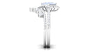 Moonstone and Moissanite Statement Wedding Ring Set AAA - Rosec Jewels