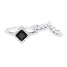 2.25 CT Black Onyx and Moissanite Statement Wedding Ring Set AAA - Rosec Jewels