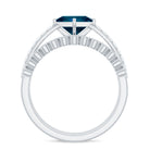Rosec Jewels-Genuine London Blue Topaz Designer Engagement Ring with Diamond Wedding Band