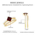 Princess Cut Garnet and Diamond Wedding Ring Set for Women AAA - Rosec Jewels