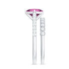 1 Carat Princess Cut Pink Tourmaline Ring with Diamond Wedding Band AAA - Rosec Jewels