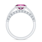 1 Carat Princess Cut Pink Tourmaline Ring with Diamond Wedding Band AAA - Rosec Jewels