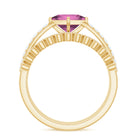 1 Carat Princess Cut Pink Tourmaline Ring with Diamond Wedding Band AAA - Rosec Jewels