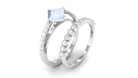Solitaire Moonstone and Diamond Ring Set AAA - Rosec Jewels