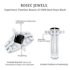 Genuine Princess Cut Black Onyx Bridal Rings Set with Diamond AAA - Rosec Jewels